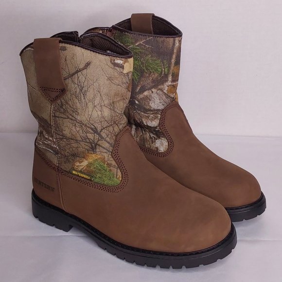 'HERTER'S' LEATHER HUNT BOOTS MOISTURE-WICK CAMO 'REALTREE`EXTRA PULL-ON YOUTH - Picture 3 of 16